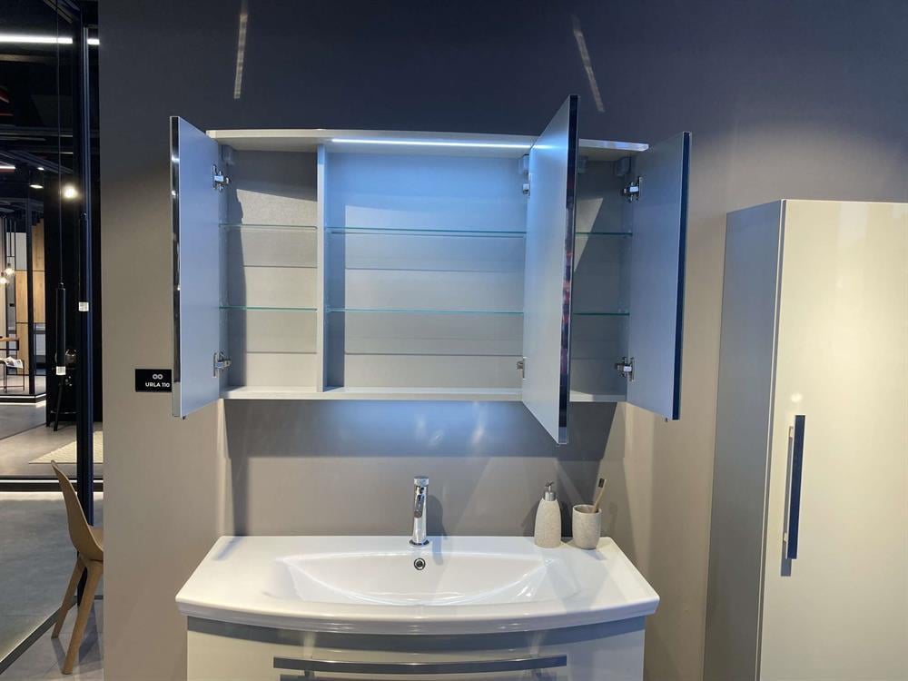 Orka Urla 110 cm Parlak Beyaz Banyo Dolabı Takımı (Ledli-Dolaplı Ayna)ORKA5000819Banyo Dolabı Takımı