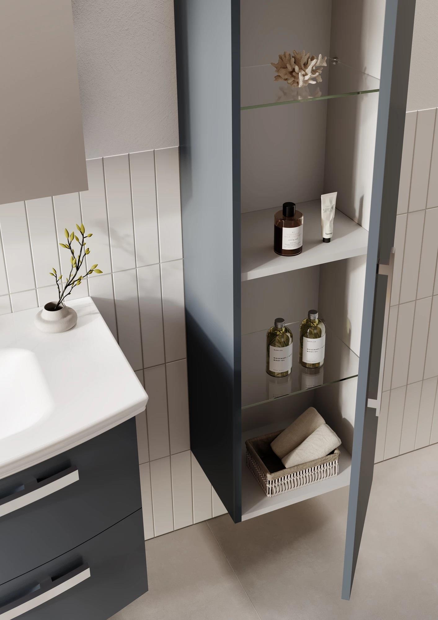 Orka Urla 40 cm Parlak Lake Antrasit Banyo Boy Çamaşır Dolabı, 3002243ORKA3002243Banyo Boy Dolabı Modelleri 