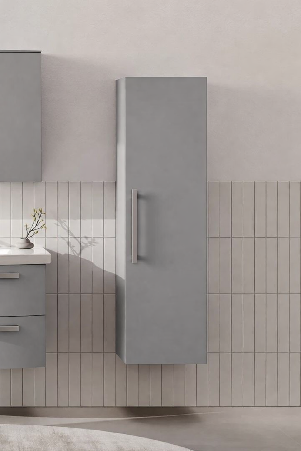 Orka Urla 40 cm Parlak Lake Gri Banyo Boy Çamaşır Dolabı, 3002210ORKA3002210Banyo Boy Dolabı Modelleri 