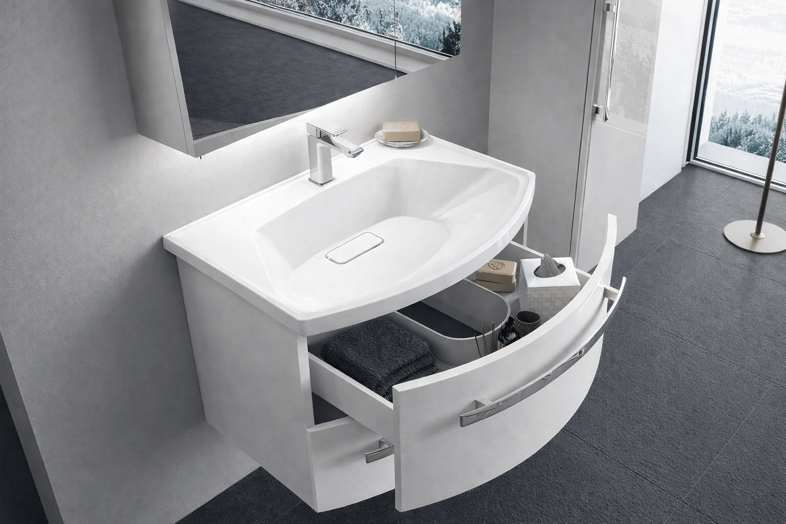 Orka Urla 70 cm Parlak Lake Beyaz Banyo Dolabı Alt Modül ve Lavabo, 5001839ORKA5001839Lavabo Dolabı