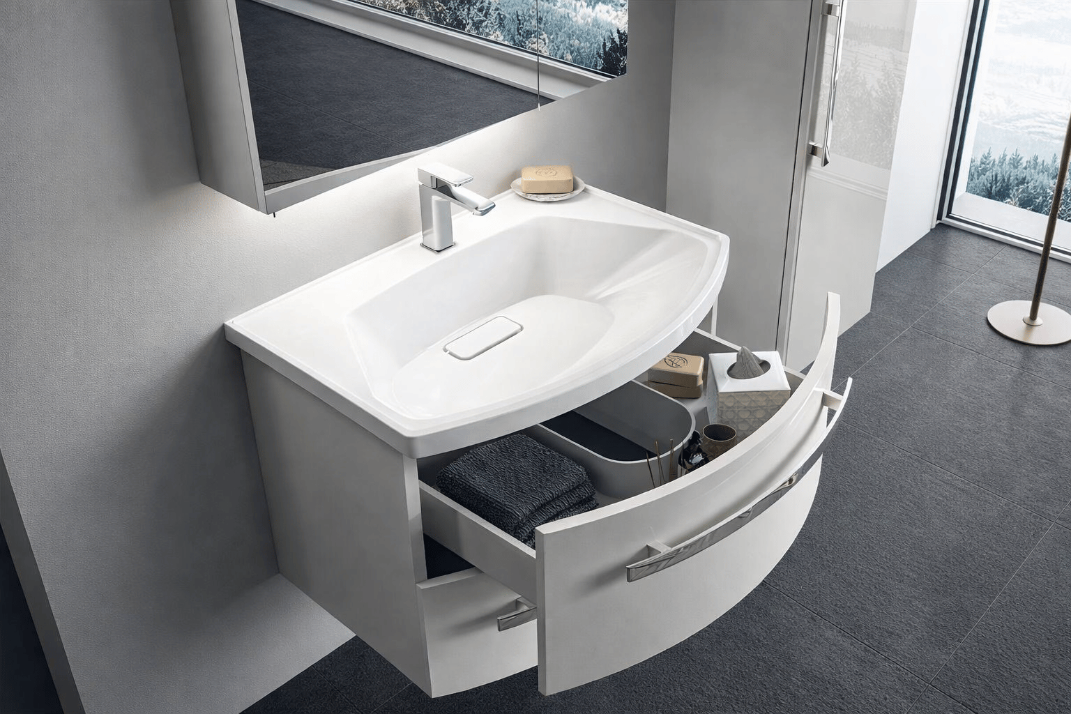 Orka Urla 70 cm Parlak Lake Kaşmir Banyo Dolabı Alt Modül ve Lavabo, 5001844ORKA5001844Lavabo Dolabı