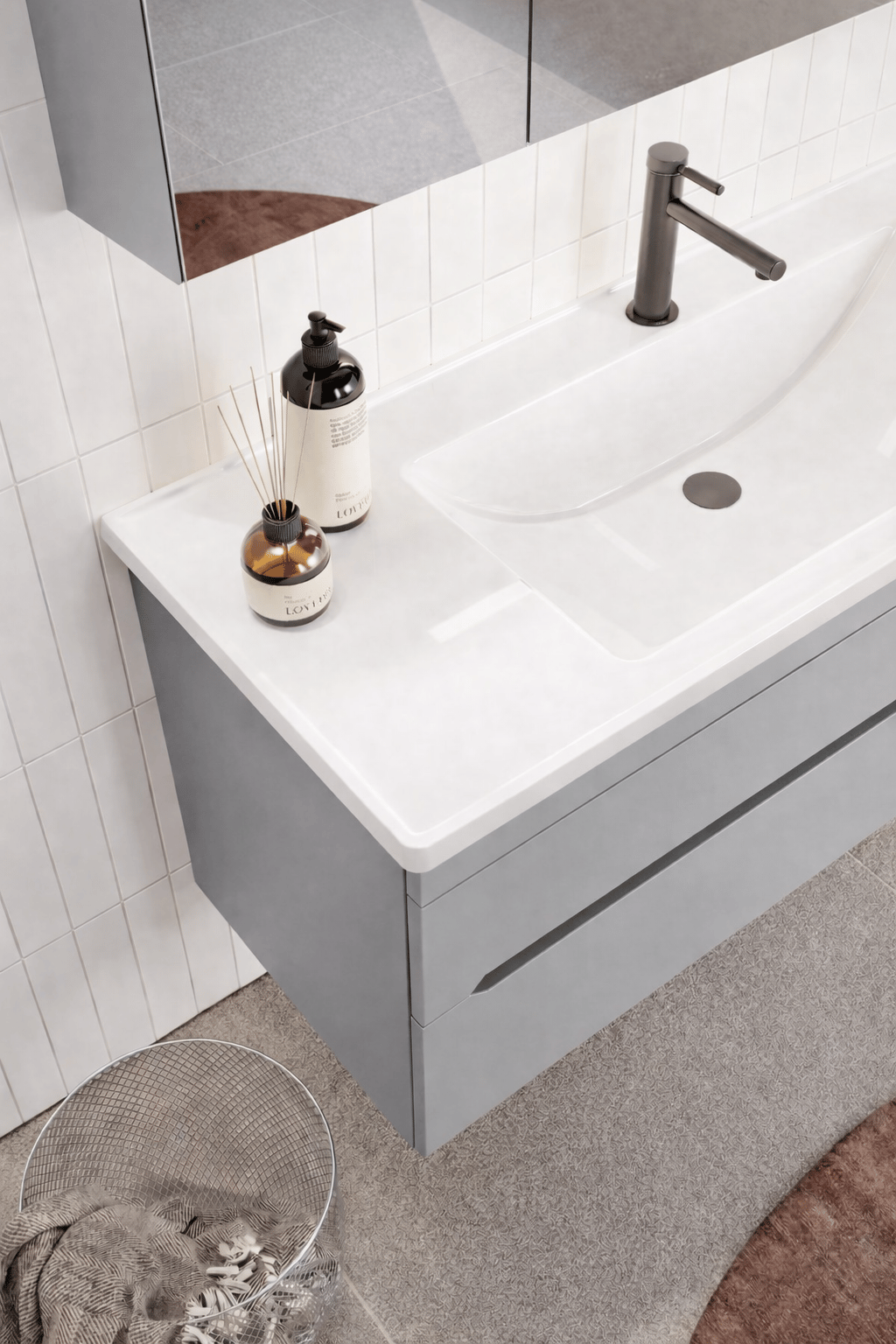 Orka Varna 100 cm Mat Gri Banyo Dolabı Alt Modül ve LavaboORKA5001873Lavabo Dolabı