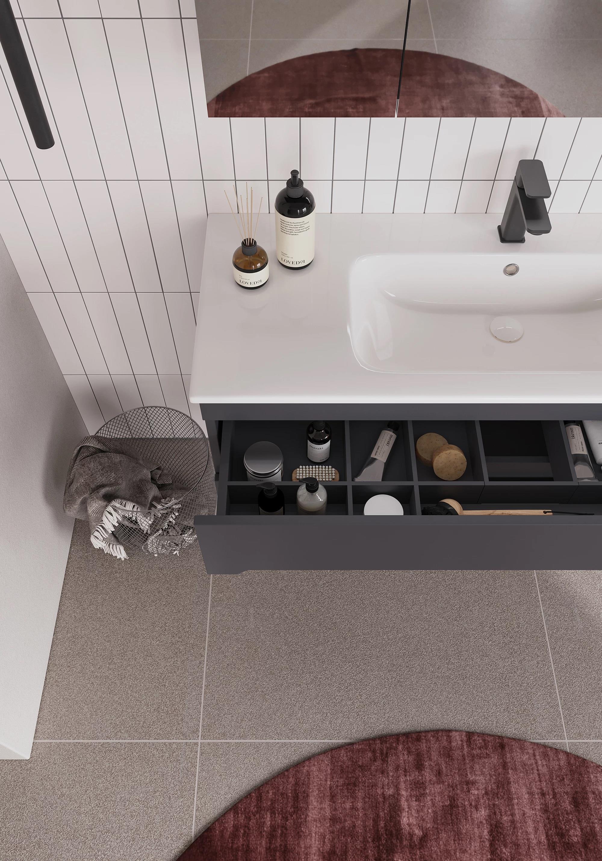 Orka Varna 120 cm Mat Antrasit Banyo Dolabı Alt Modül ve Lavabo, 5001880ORKA5001880Lavabo Dolabı