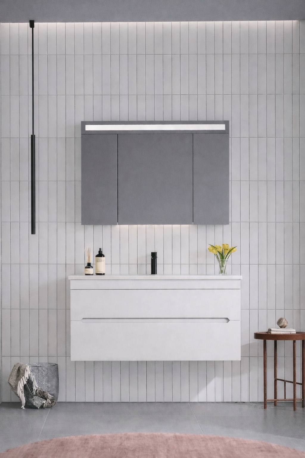 Orka Varna 120 cm Mat Beyaz Banyo Dolabı Takımı (Ledli-Dolaplı Ayna), 5000846ORKA5000846Banyo Dolabı Takımı