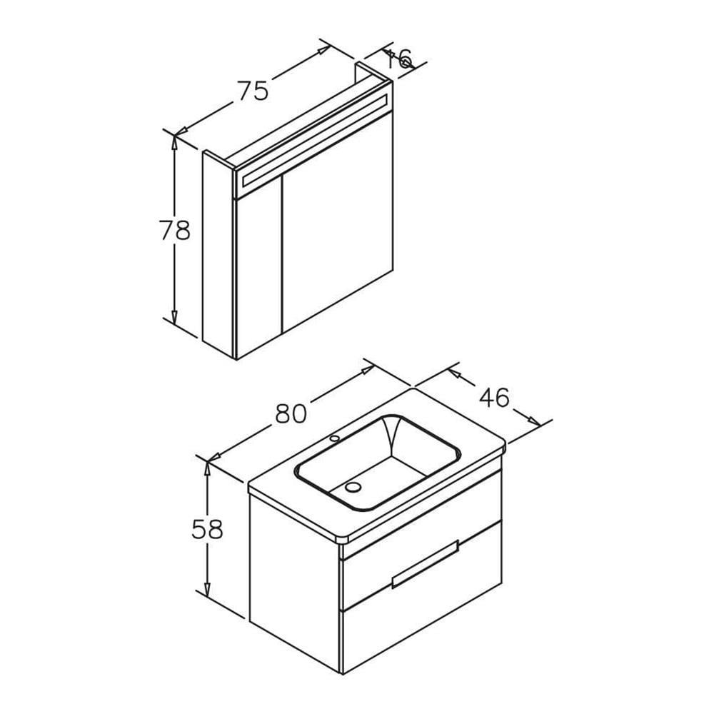 Orka Varna 80 cm Mat Antrasit Banyo Dolabı Takımı (Ledli-Dolaplı Ayna)ORKA5000839Banyo Dolabı Takımı