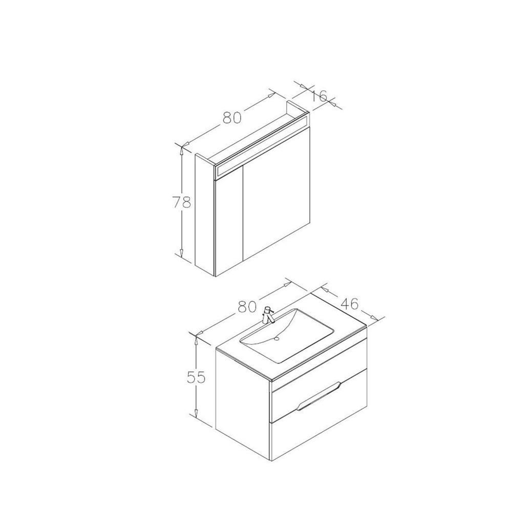 Orka Varna 80 cm Mat Kaşmir Banyo Dolabı Takımı (Ledli-Dolaplı Ayna)ORKA5000837Banyo Dolabı Takımı