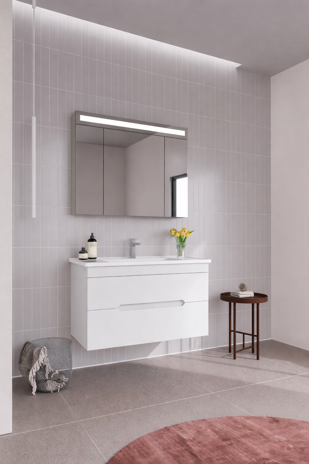 Orka Varna Banyo Dolabı Takımı, 100 cm, Mat Lake Beyaz (Ledli-Dolaplı Ayna), 5000840ORKA5000840Banyo Dolabı Takımı