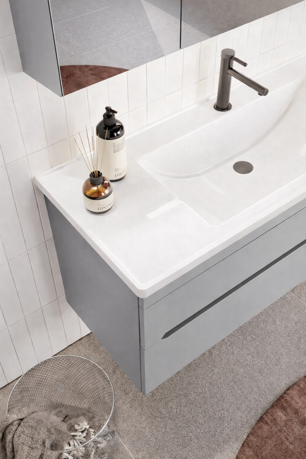 Orka Varna Banyo Dolabı Takımı, 120 cm, Mat Lake Gri (Ledli-Dolaplı Ayna), 5000850ORKA5000850Banyo Dolabı Takımı