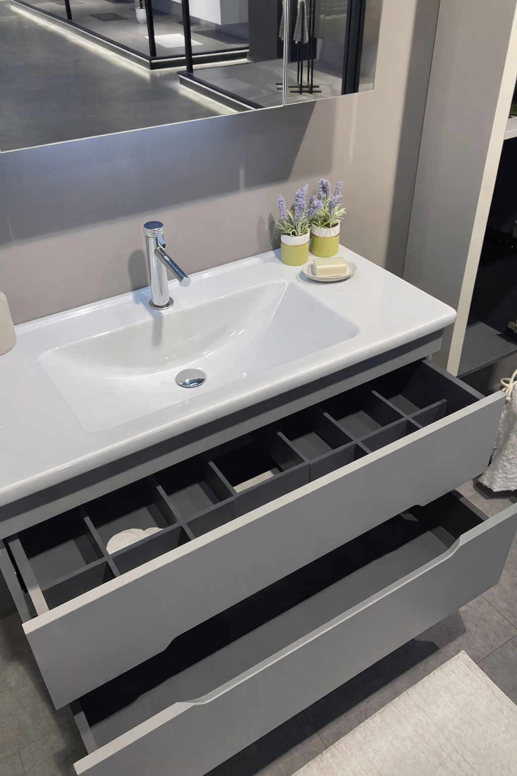 Orka Varna Banyo Dolabı Takımı, 120 cm, Mat Lake Gri (Ledli-Dolaplı Ayna), 5000850ORKA5000850Banyo Dolabı Takımı