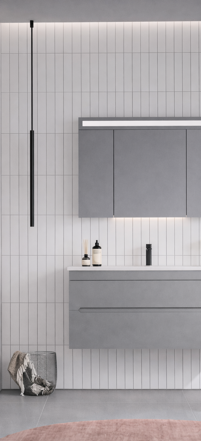 Orka Varna Banyo Dolabı Takımı, 120 cm, Mat Lake Gri (Ledli-Dolaplı Ayna), 5000850ORKA5000850Banyo Dolabı Takımı