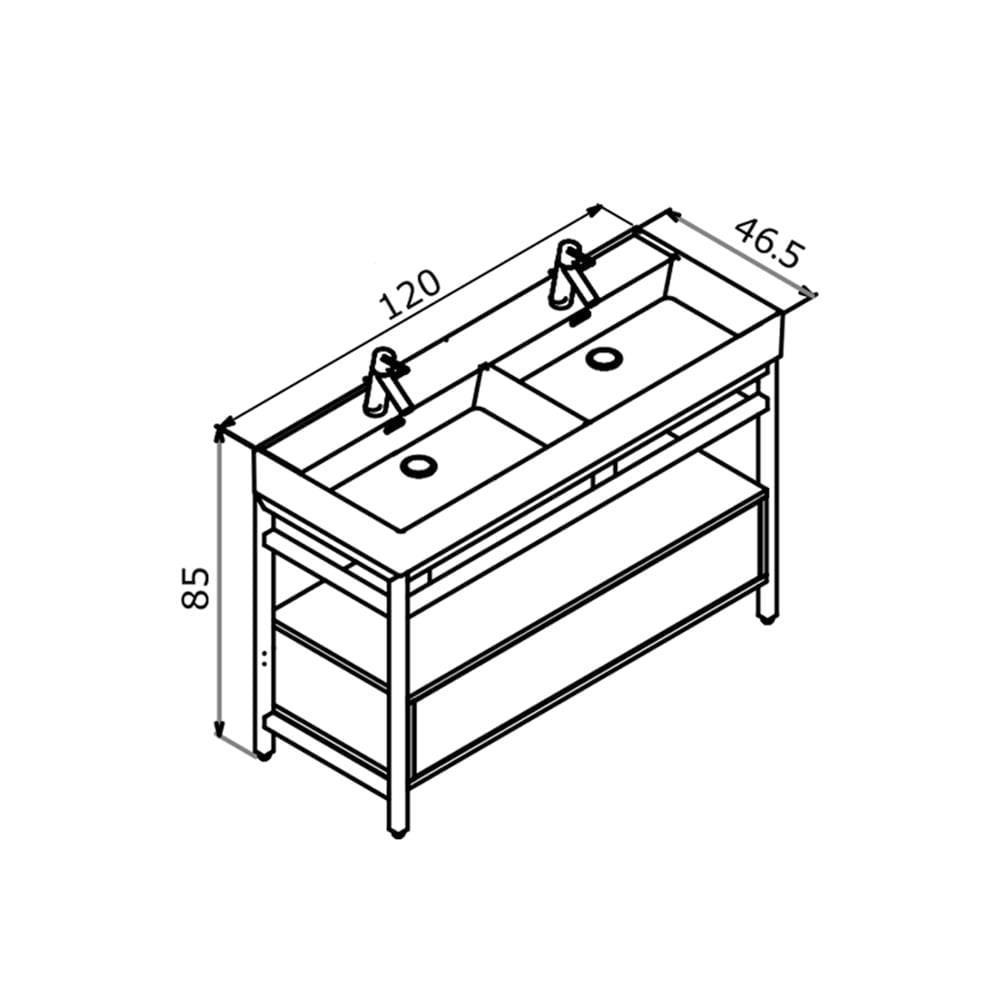 Orka Vegas 120 cm  Antrasit Banyo Dolabı Alt Modül ve LavaboORKA5003758Lavabo Dolabı