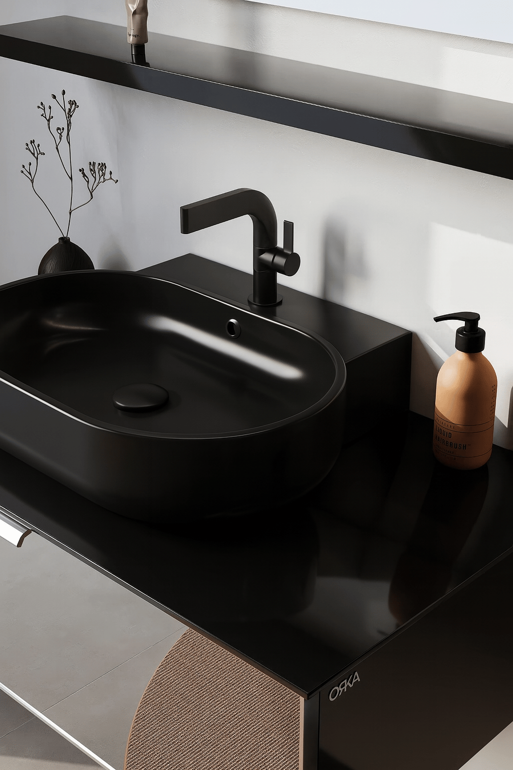 Orka Yalıköy 90 cm, Siyah Lavabo, Banyo Dolabı Alt Modül ve LavaboORKA5001884Lavabo Dolabı