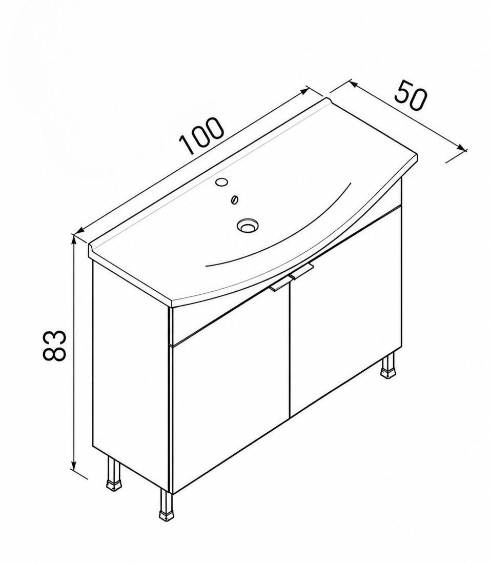 PURUS 100 ALT+LVB AYAKLI M.ANTRASITORKA5008452Lavabo Dolabı