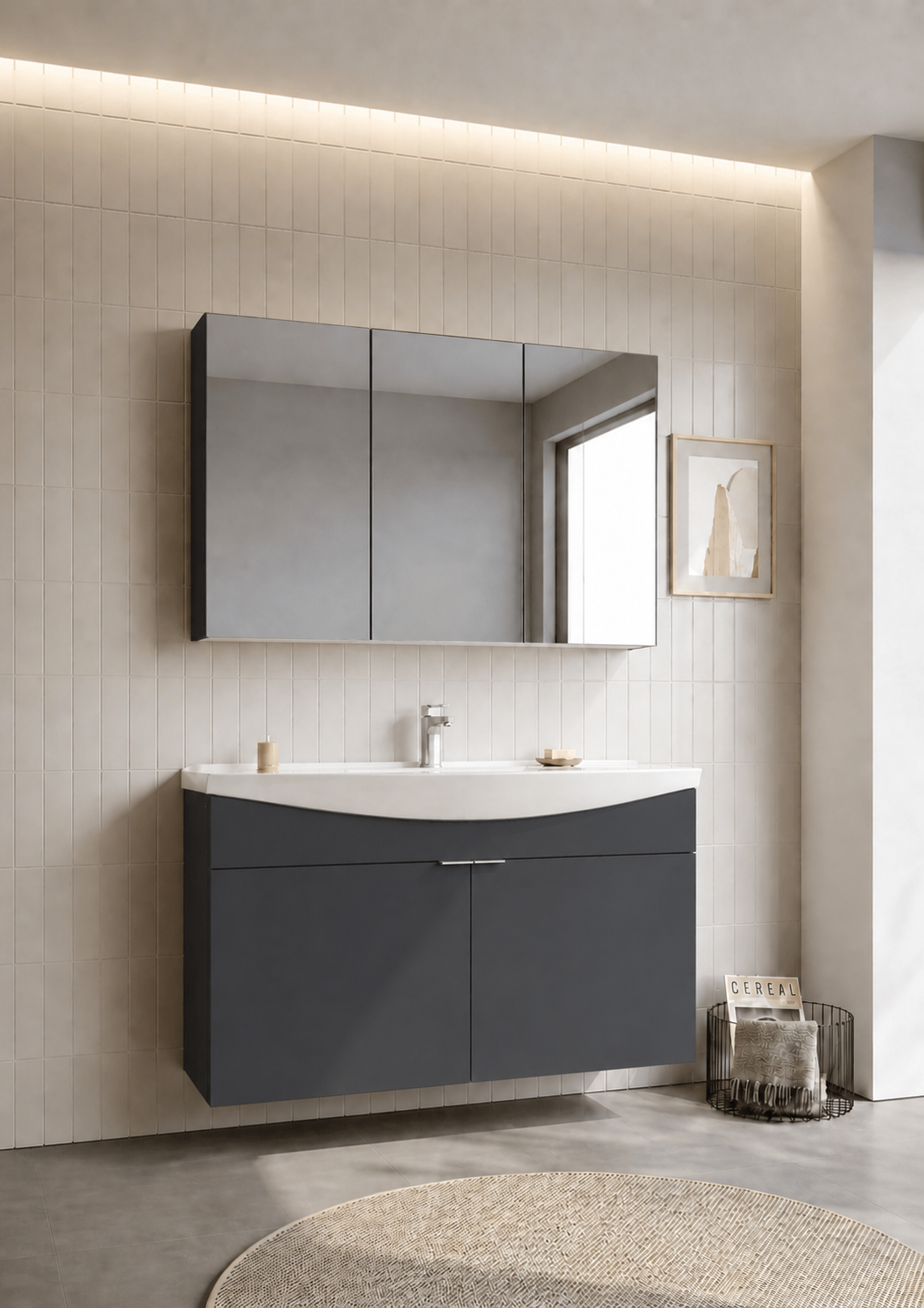 PURUS 100 TKM ASMA DOLAPLI M.ANTRASITORKA5008347Banyo Dolabı Takımı