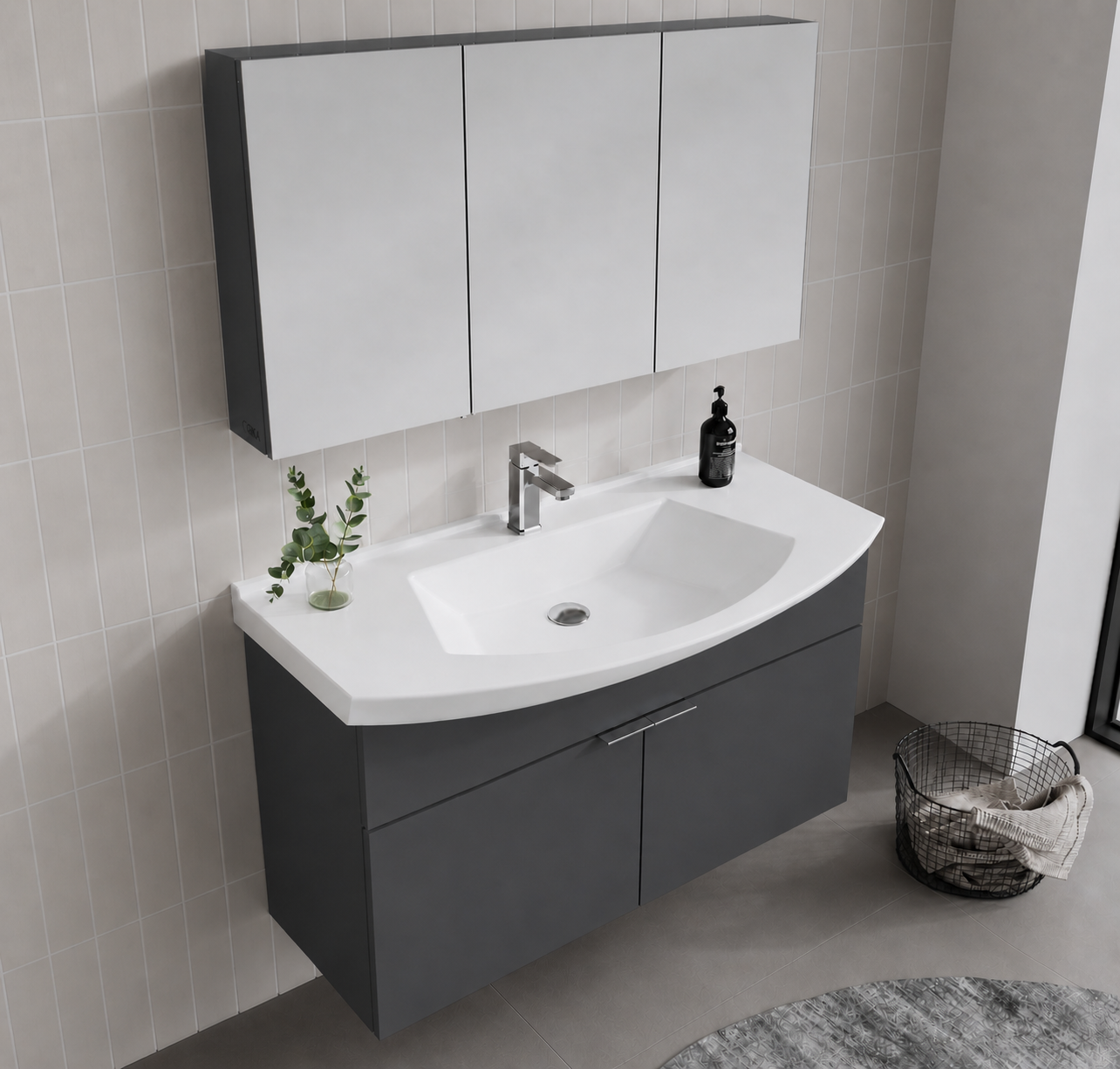 PURUS 100 TKM ASMA DOLAPLI M.ANTRASITORKA5008347Banyo Dolabı Takımı