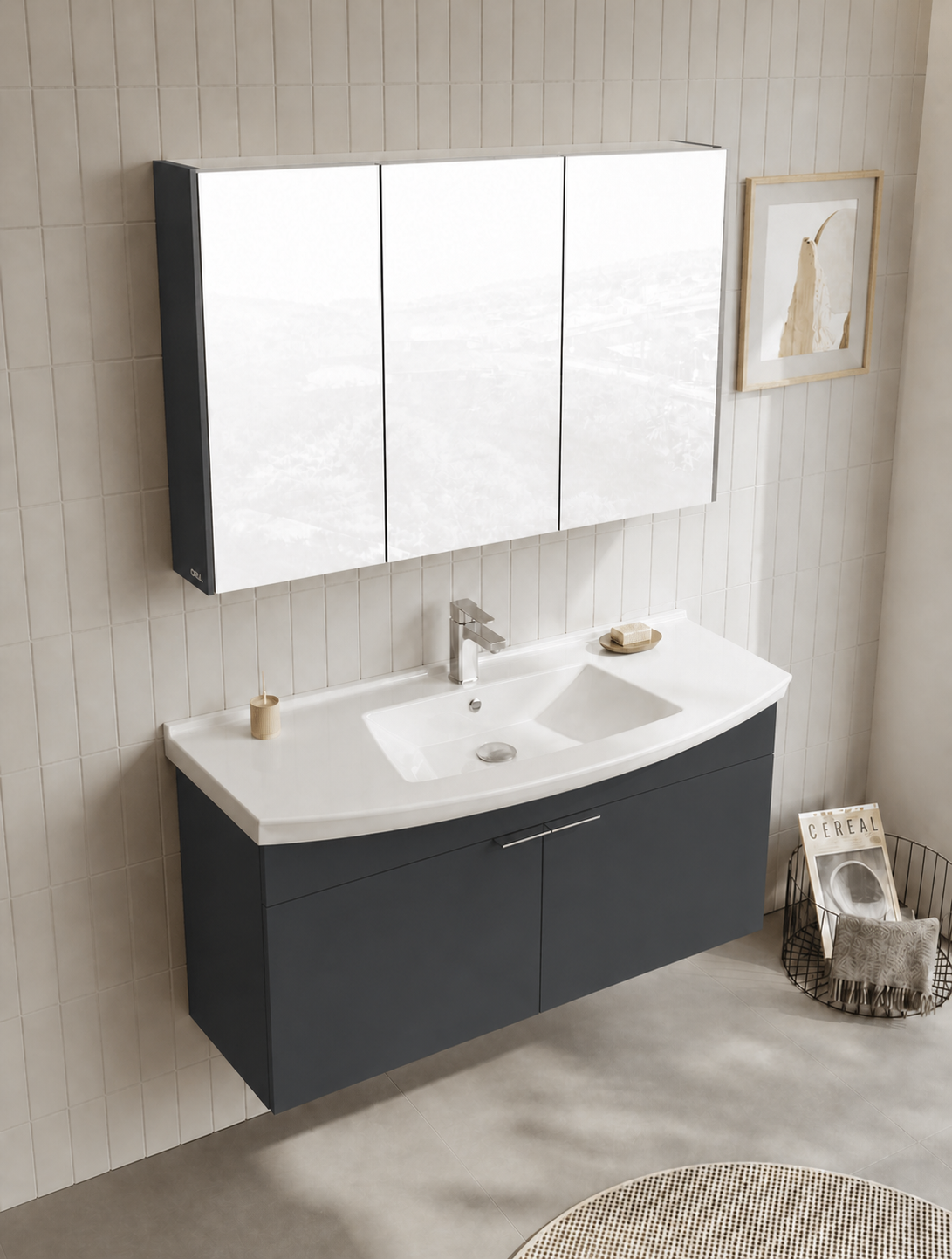 PURUS 100 TKM ASMA DOLAPLI M.ANTRASITORKA5008347Banyo Dolabı Takımı