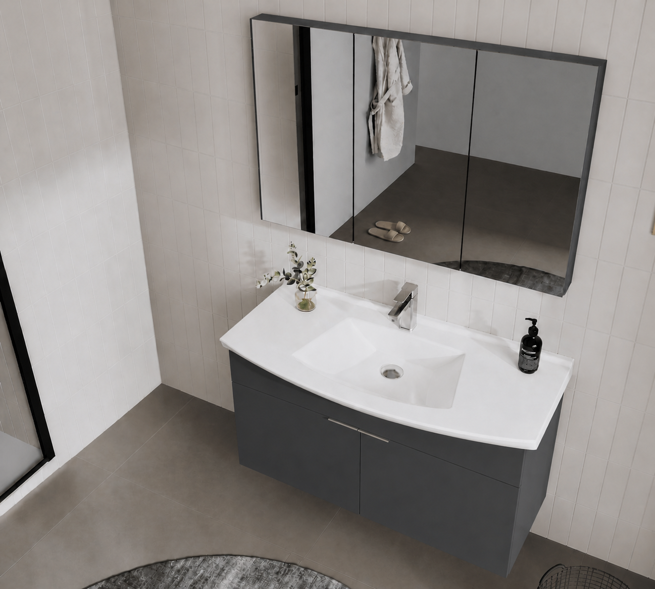 PURUS 100 TKM ASMA DOLAPLI M.ANTRASITORKA5008347Banyo Dolabı Takımı