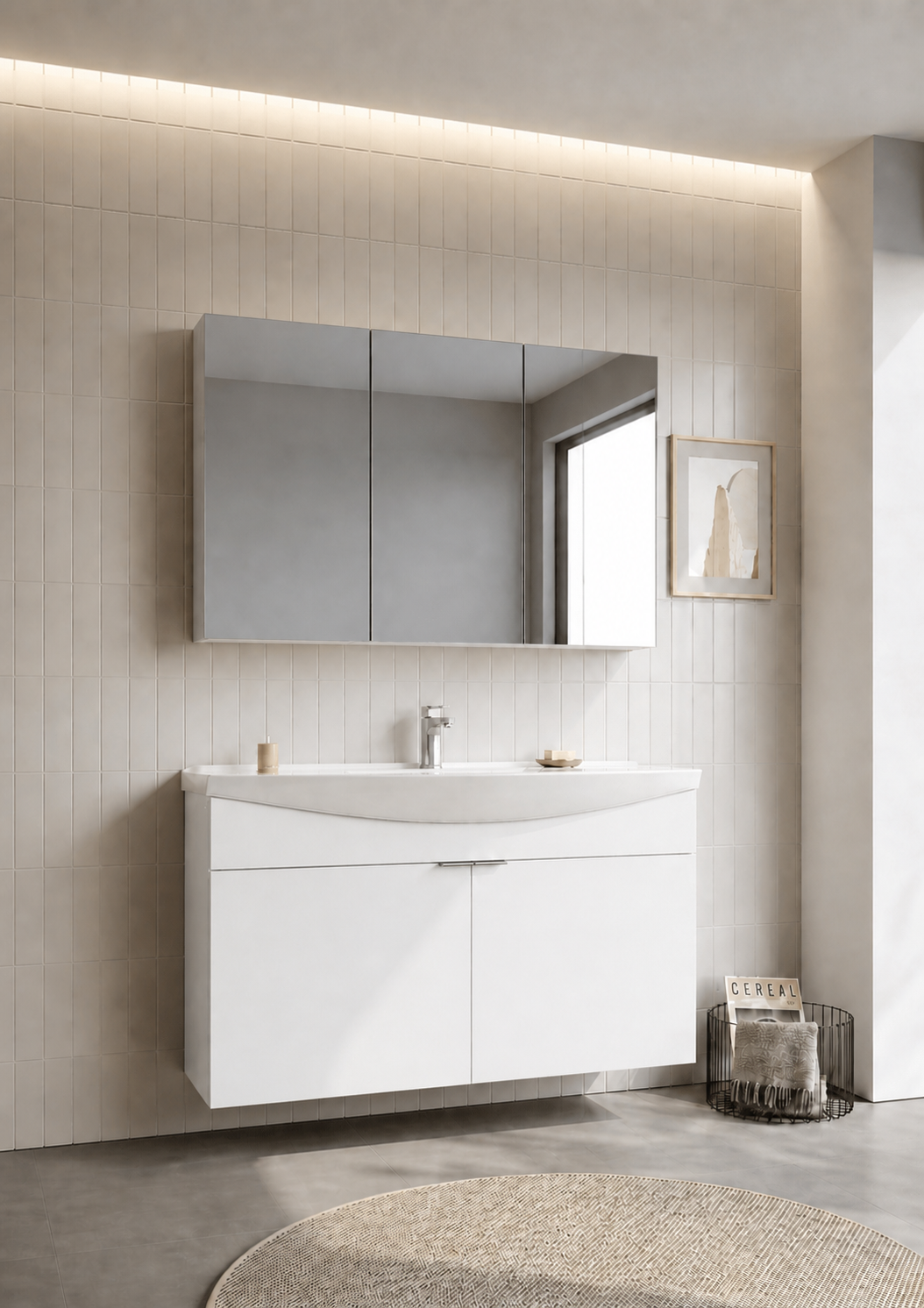 PURUS 100 TKM ASMA DOLAPLI P.BEYAZORKA5008348Banyo Dolabı Takımı