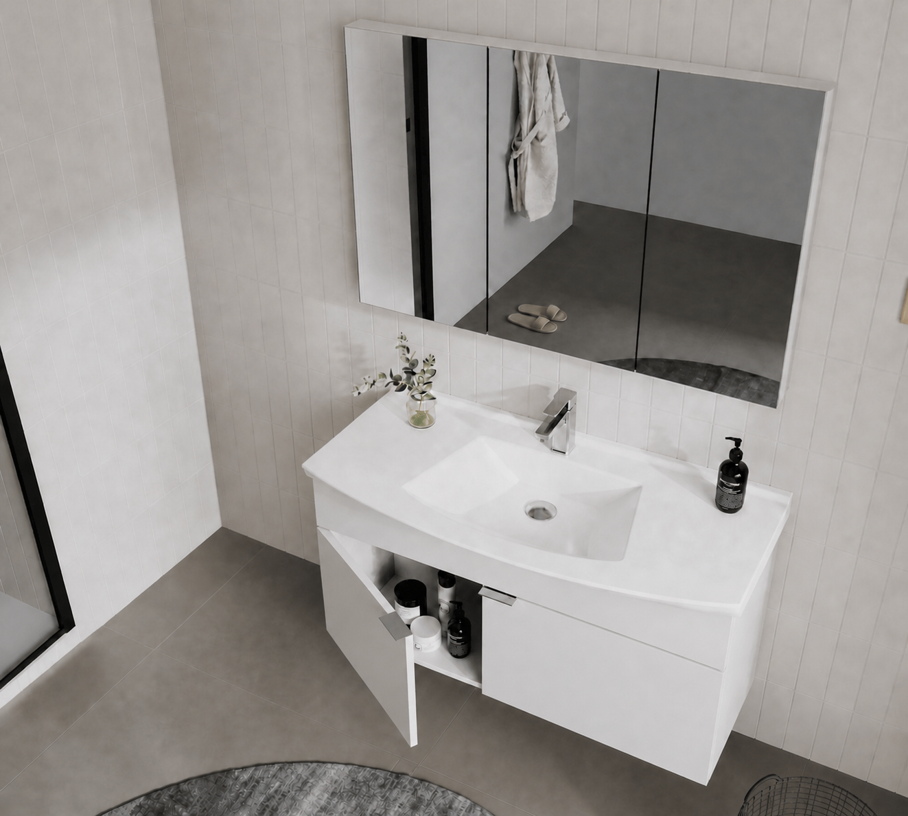 PURUS 100 TKM ASMA DOLAPLI P.BEYAZORKA5008348Banyo Dolabı Takımı