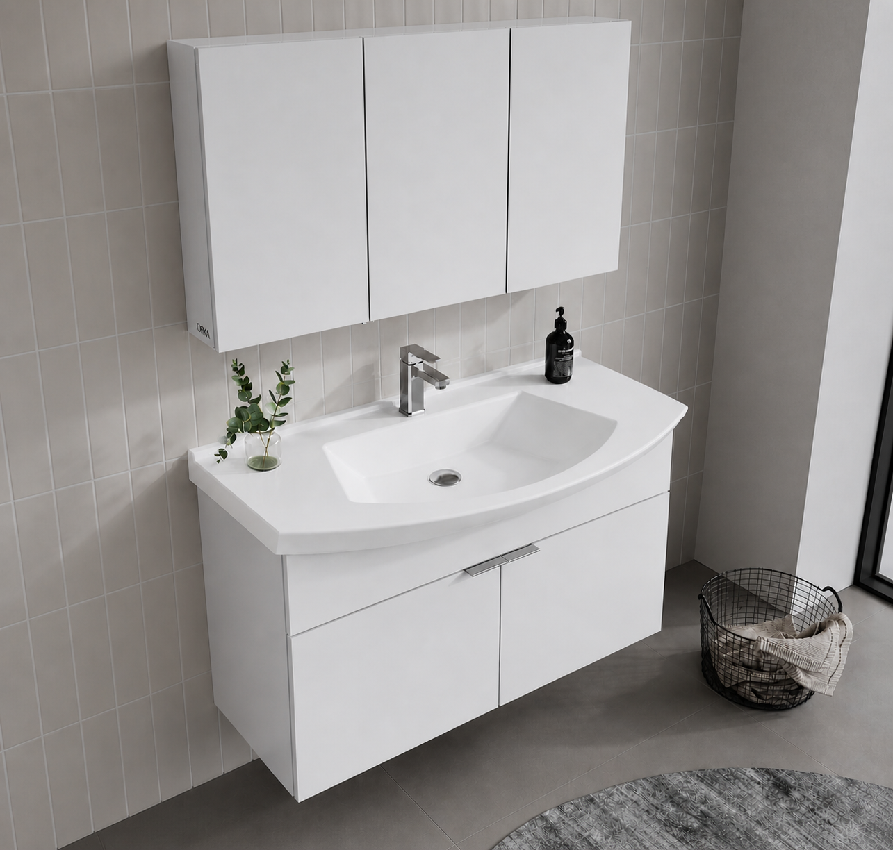 PURUS 100 TKM ASMA DOLAPLI P.BEYAZORKA5008348Banyo Dolabı Takımı
