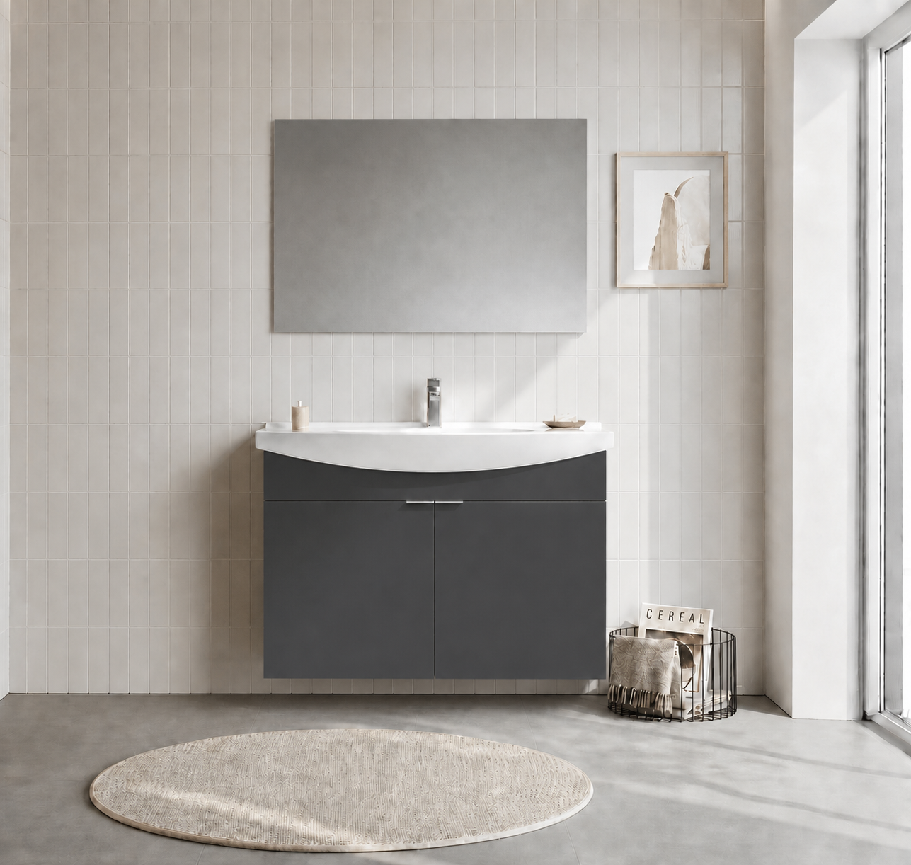 PURUS 100 TKM ASMA DZ AYNA M.ANTRASITORKA5008329Banyo Dolabı Takımı
