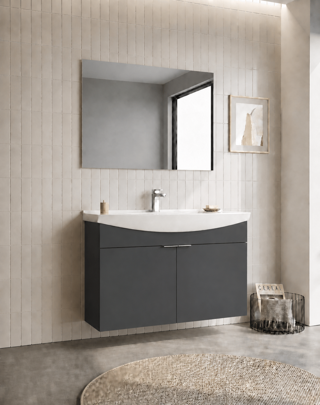 PURUS 100 TKM ASMA DZ AYNA M.ANTRASITORKA5008329Banyo Dolabı Takımı