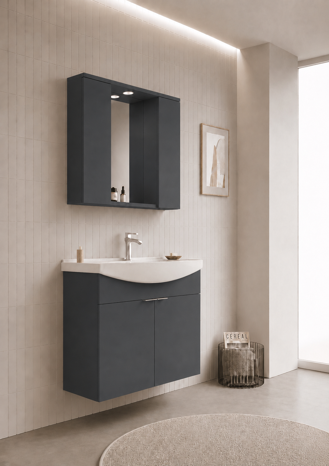 PURUS 100 TKM ASMA TK KUTU M.ANTRASITORKA5007985Banyo Dolabı Takımı