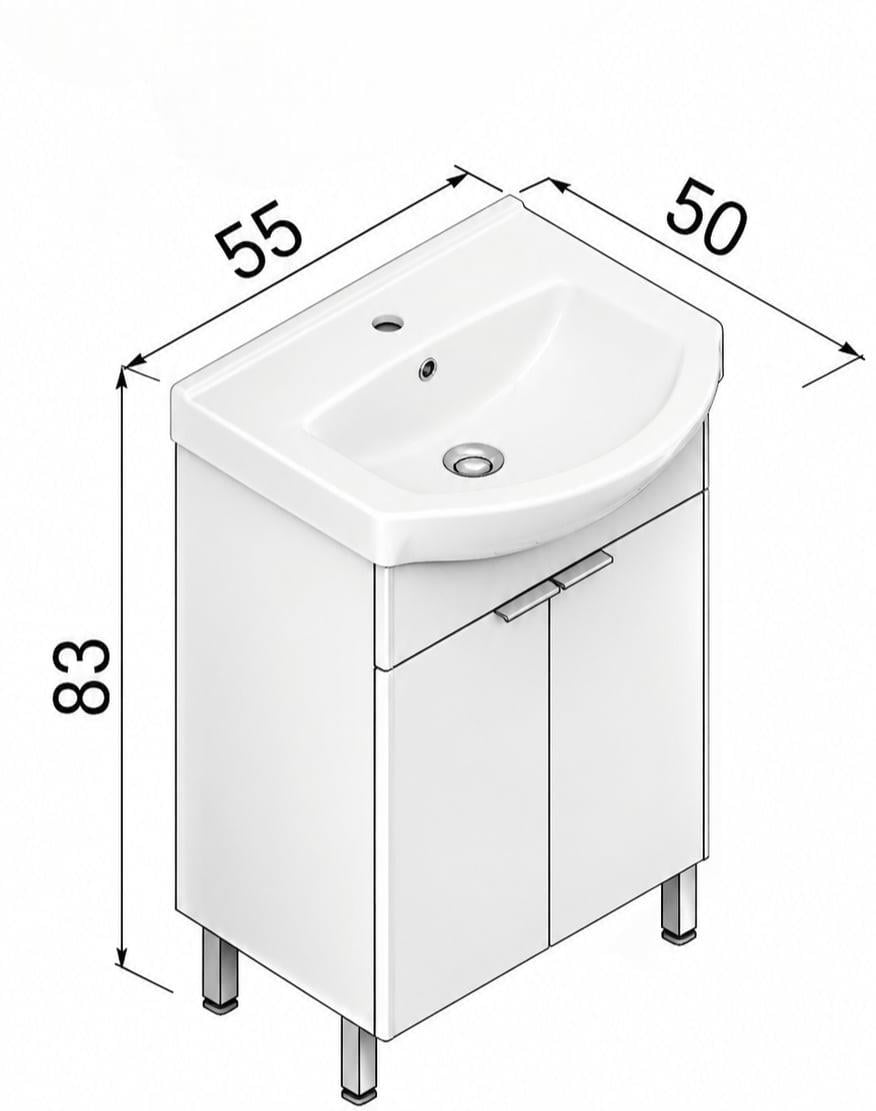 PURUS 55 ALT+LVB AYAKLI M.ANTRASITORKA5008445Lavabo Dolabı