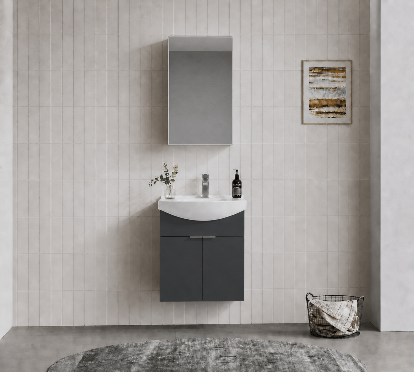 PURUS 55 TKM ASMA DOLAPLI M.ANTRASITORKA5008334Banyo Dolabı Takımı