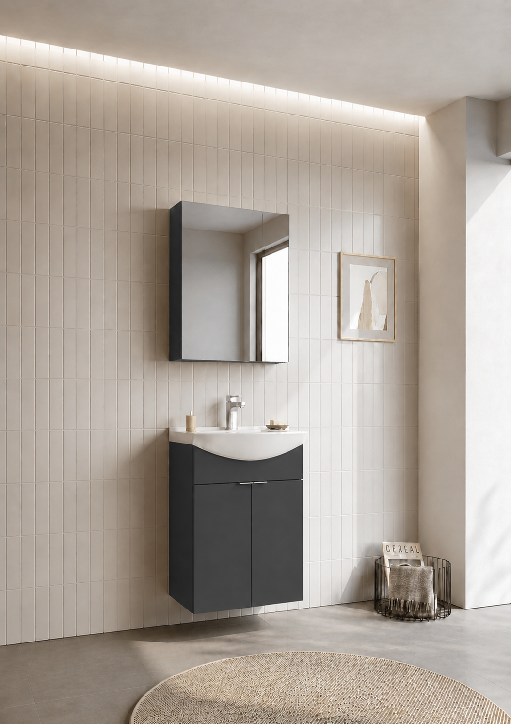 PURUS 55 TKM ASMA DOLAPLI M.ANTRASITORKA5008334Banyo Dolabı Takımı