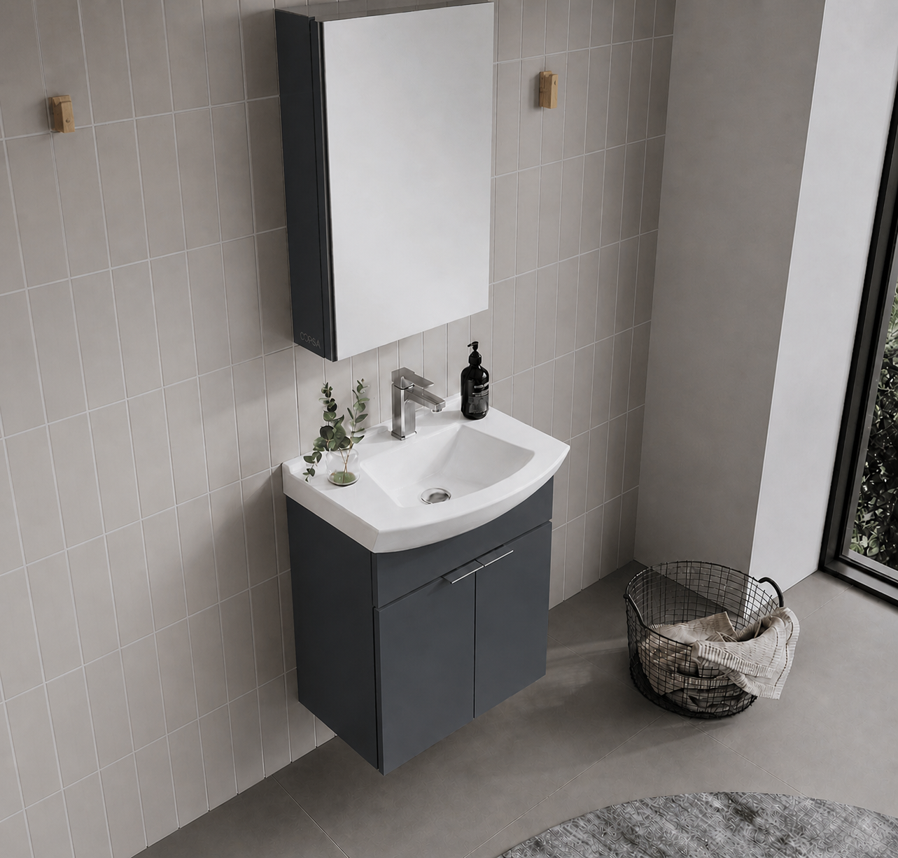 PURUS 55 TKM ASMA DOLAPLI M.ANTRASITORKA5008334Banyo Dolabı Takımı