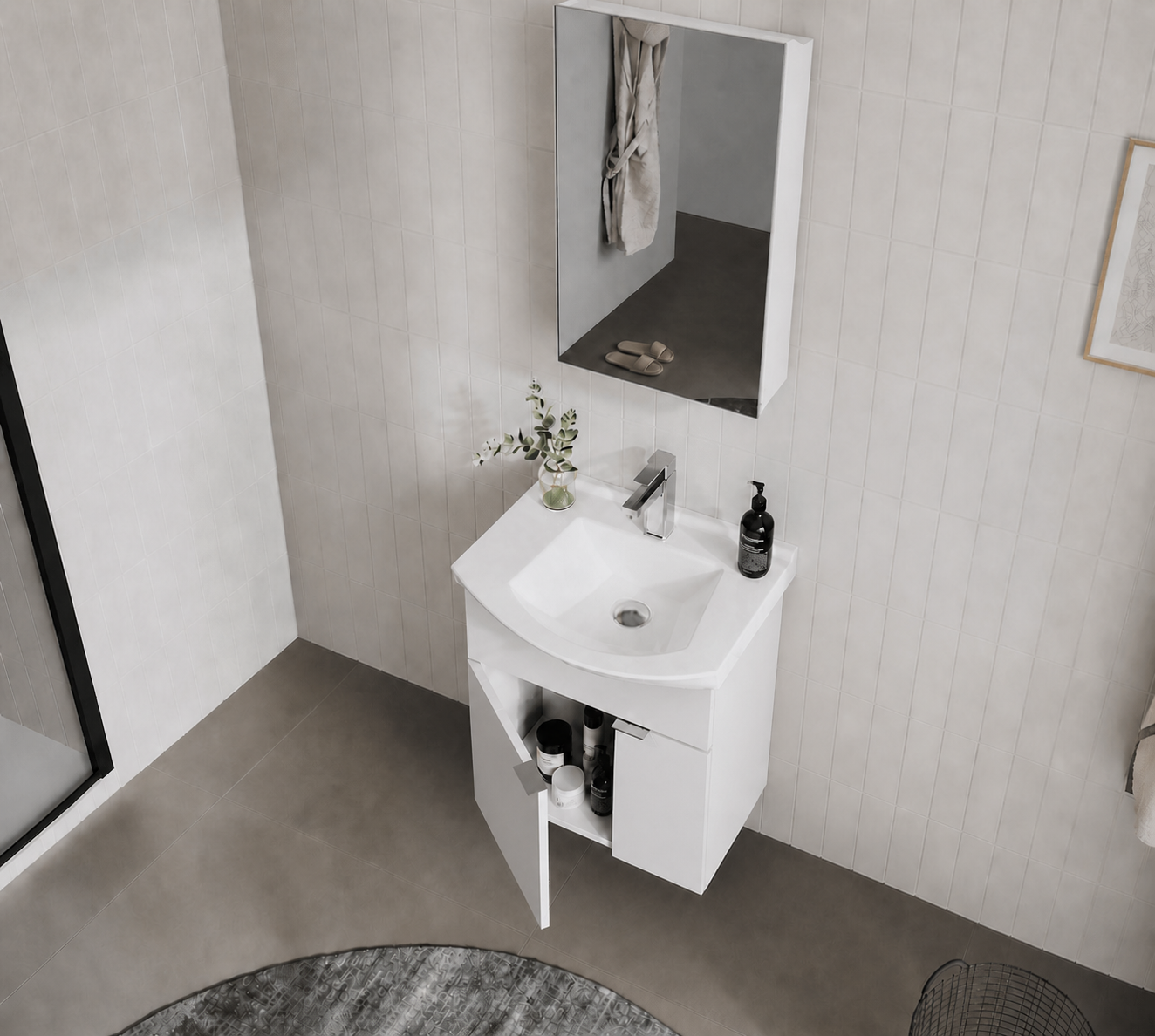 PURUS 55 TKM ASMA DOLAPLI P.BEYAZORKA5008335Banyo Dolabı Takımı