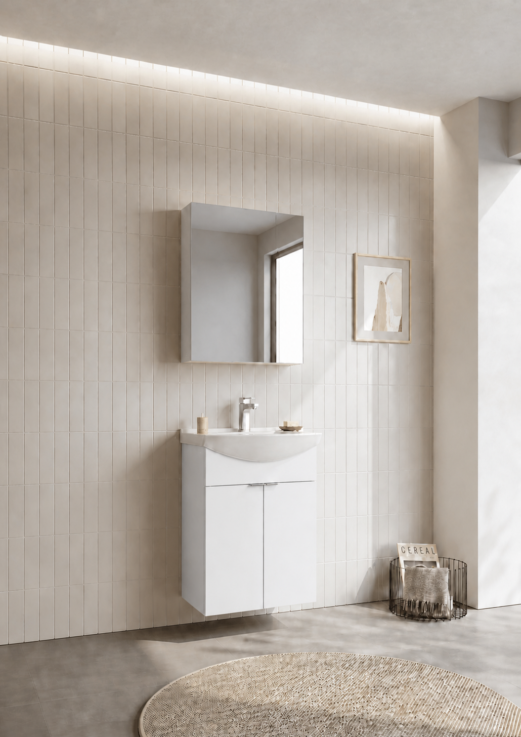 PURUS 55 TKM ASMA DOLAPLI P.BEYAZORKA5008335Banyo Dolabı Takımı