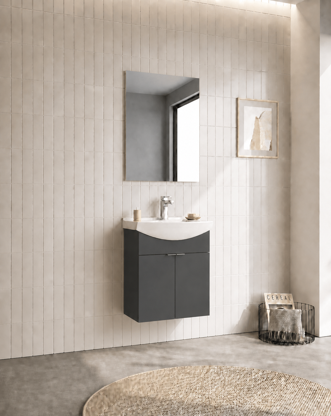 PURUS 55 TKM ASMA DZ AYNA M.ANTRASITORKA5008316Banyo Dolabı Takımı