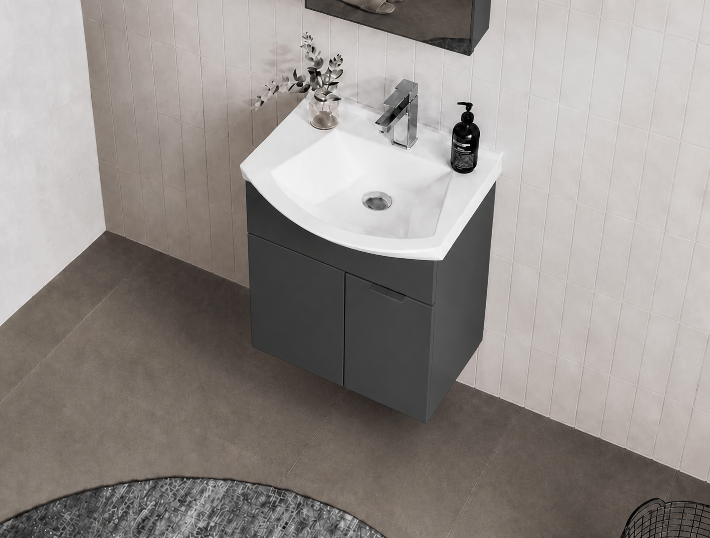 PURUS 55 TKM ASMA DZ AYNA M.ANTRASITORKA5008316Banyo Dolabı Takımı