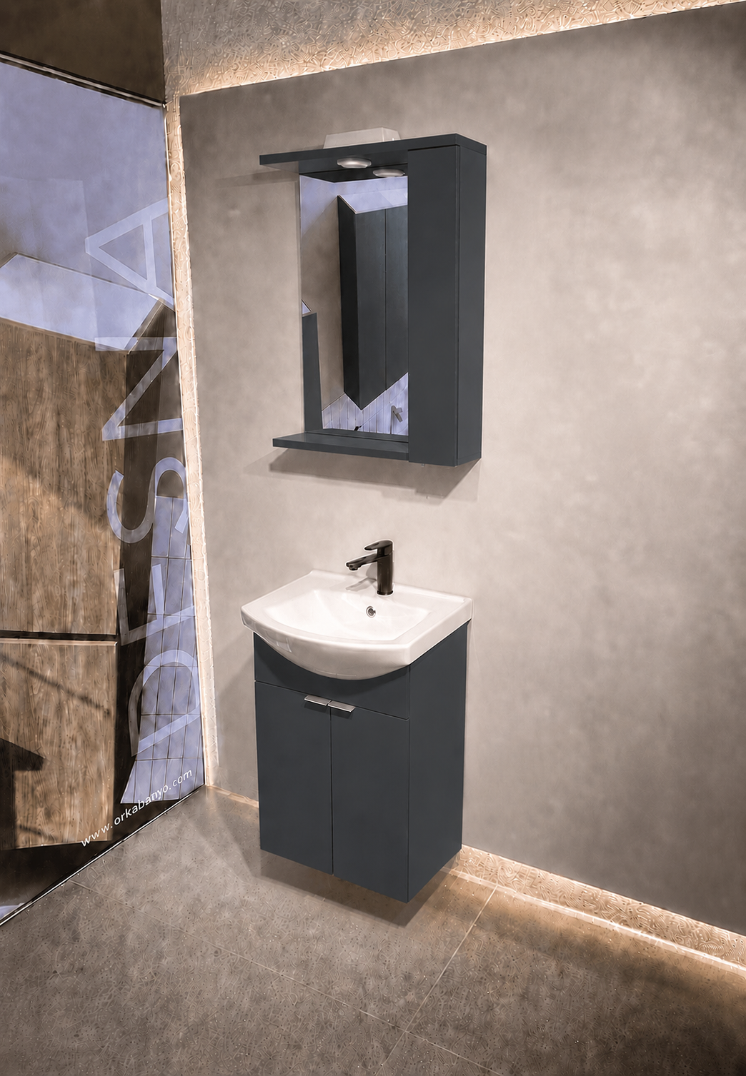 PURUS 55 TKM ASMA TK KUTU M.ANTRASITORKA5007982Banyo Dolabı Takımı