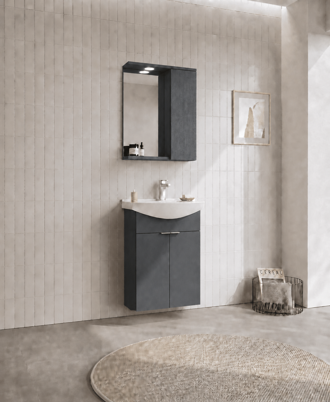 PURUS 55 TKM ASMA TK KUTU M.ANTRASITORKA5007982Banyo Dolabı Takımı