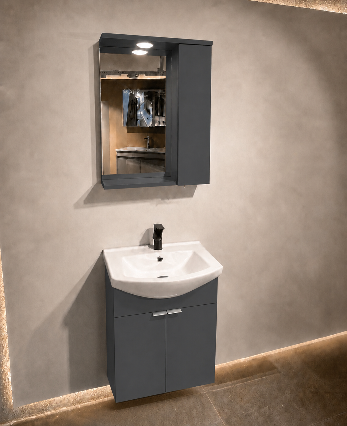PURUS 55 TKM ASMA TK KUTU M.ANTRASITORKA5007982Banyo Dolabı Takımı