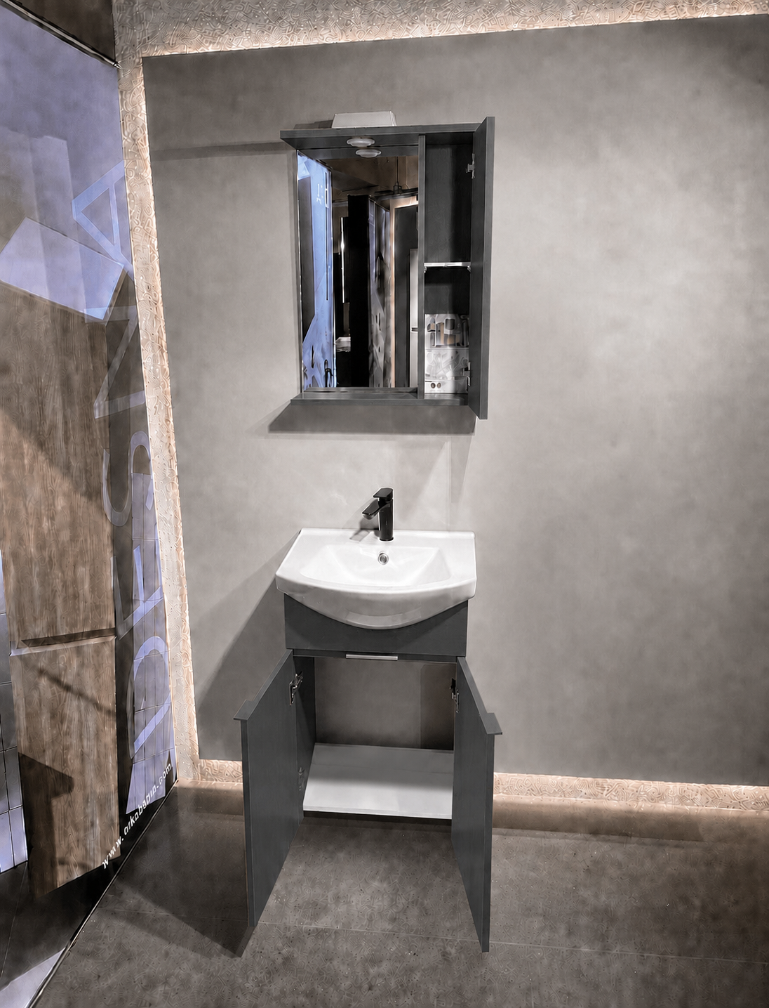 PURUS 55 TKM ASMA TK KUTU M.ANTRASITORKA5007982Banyo Dolabı Takımı