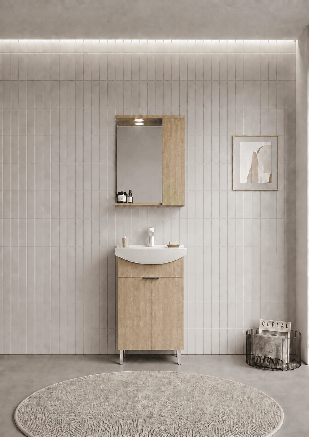 PURUS 55 TKM AYAKLI TEK KUTU BUDVAORKA5008435Banyo Dolabı Takımı