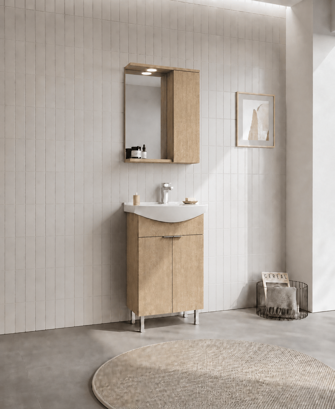 PURUS 55 TKM AYAKLI TEK KUTU BUDVAORKA5008435Banyo Dolabı Takımı