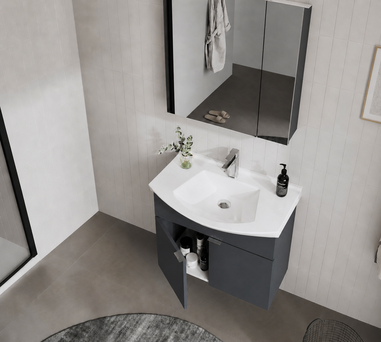PURUS 65 TKM ASMA DOLAPLI M.ANTRASITORKA5008338Banyo Dolabı Takımı