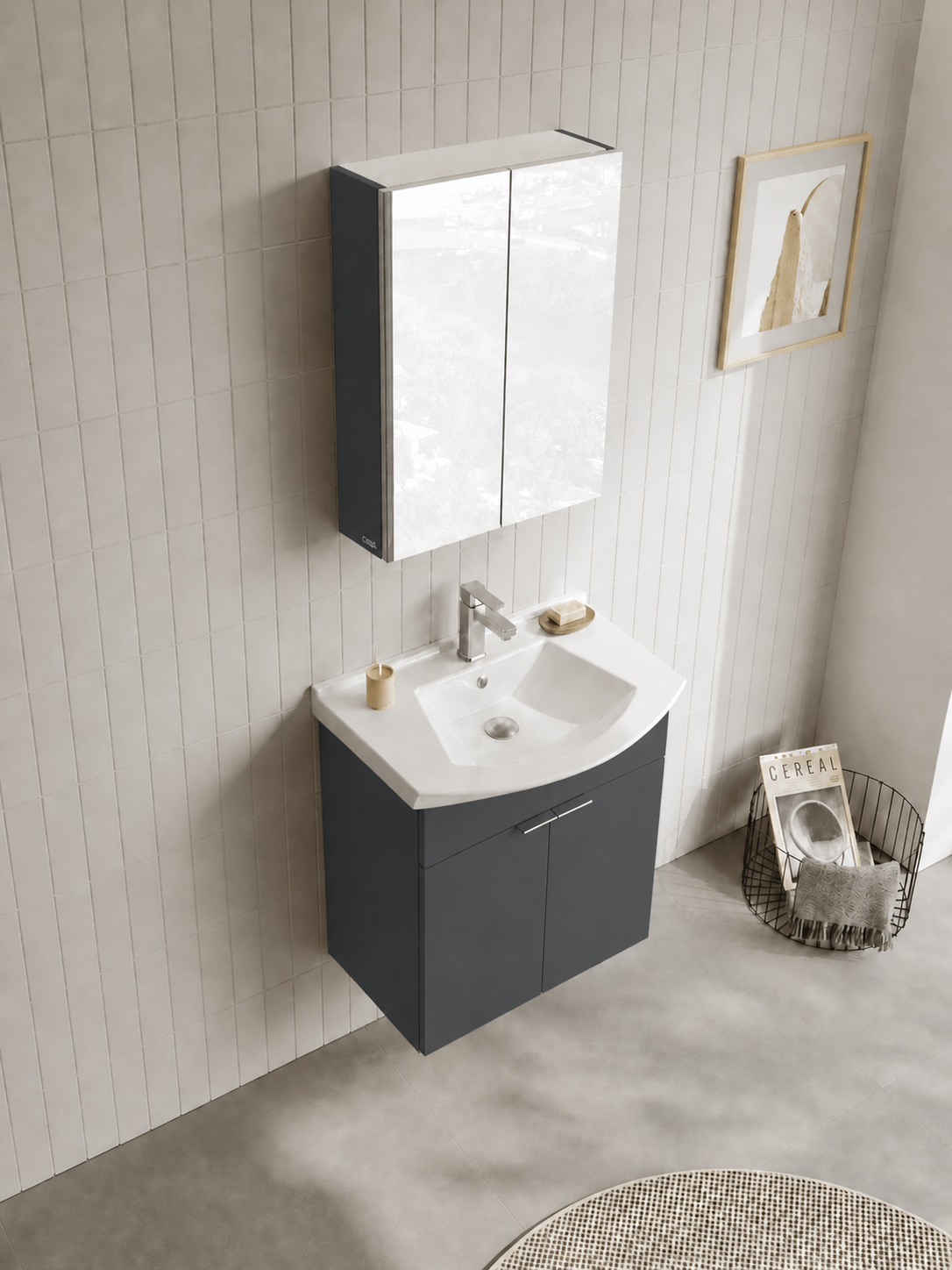 PURUS 65 TKM ASMA DOLAPLI M.ANTRASITORKA5008338Banyo Dolabı Takımı