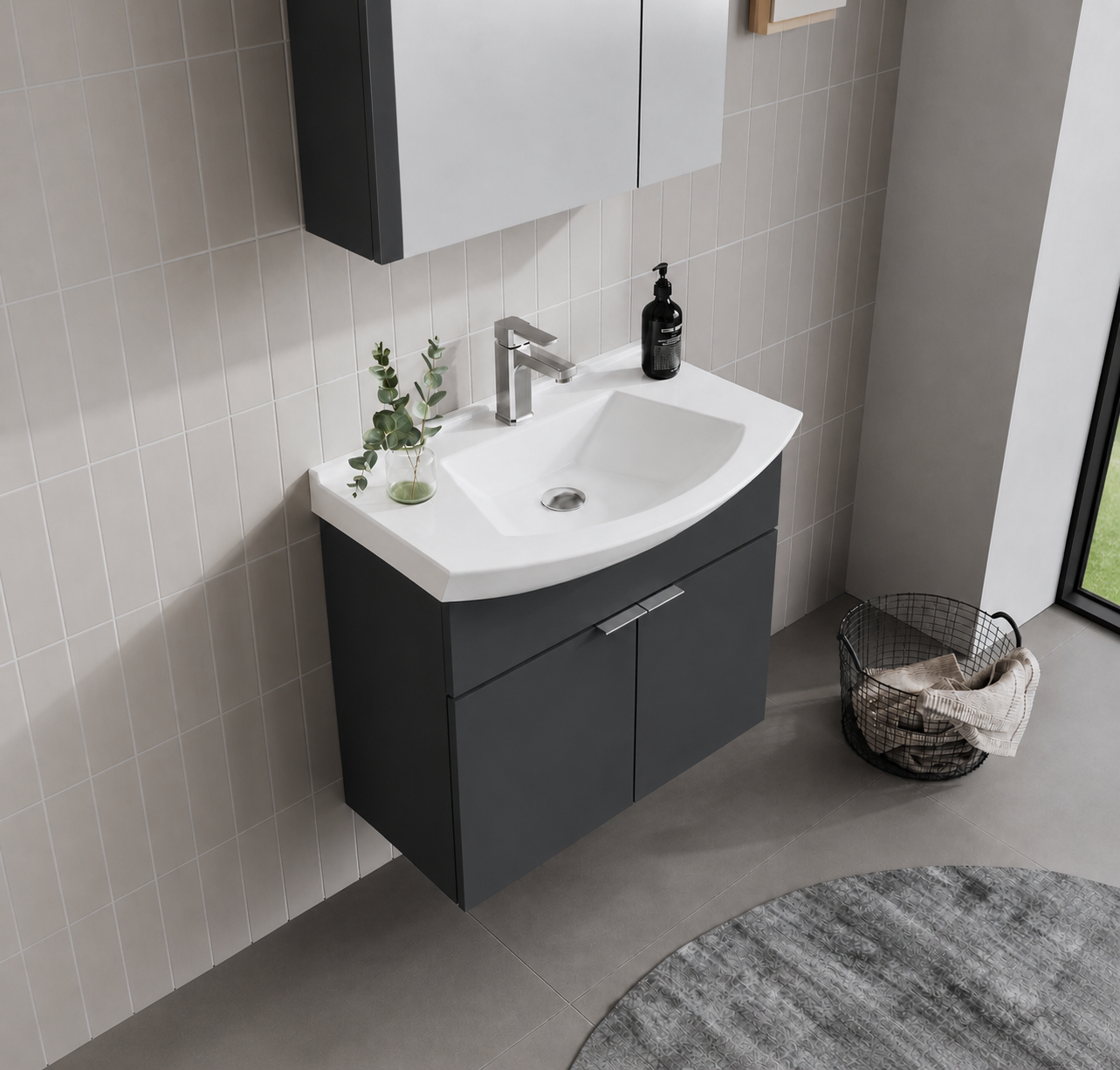 PURUS 65 TKM ASMA DOLAPLI M.ANTRASITORKA5008338Banyo Dolabı Takımı