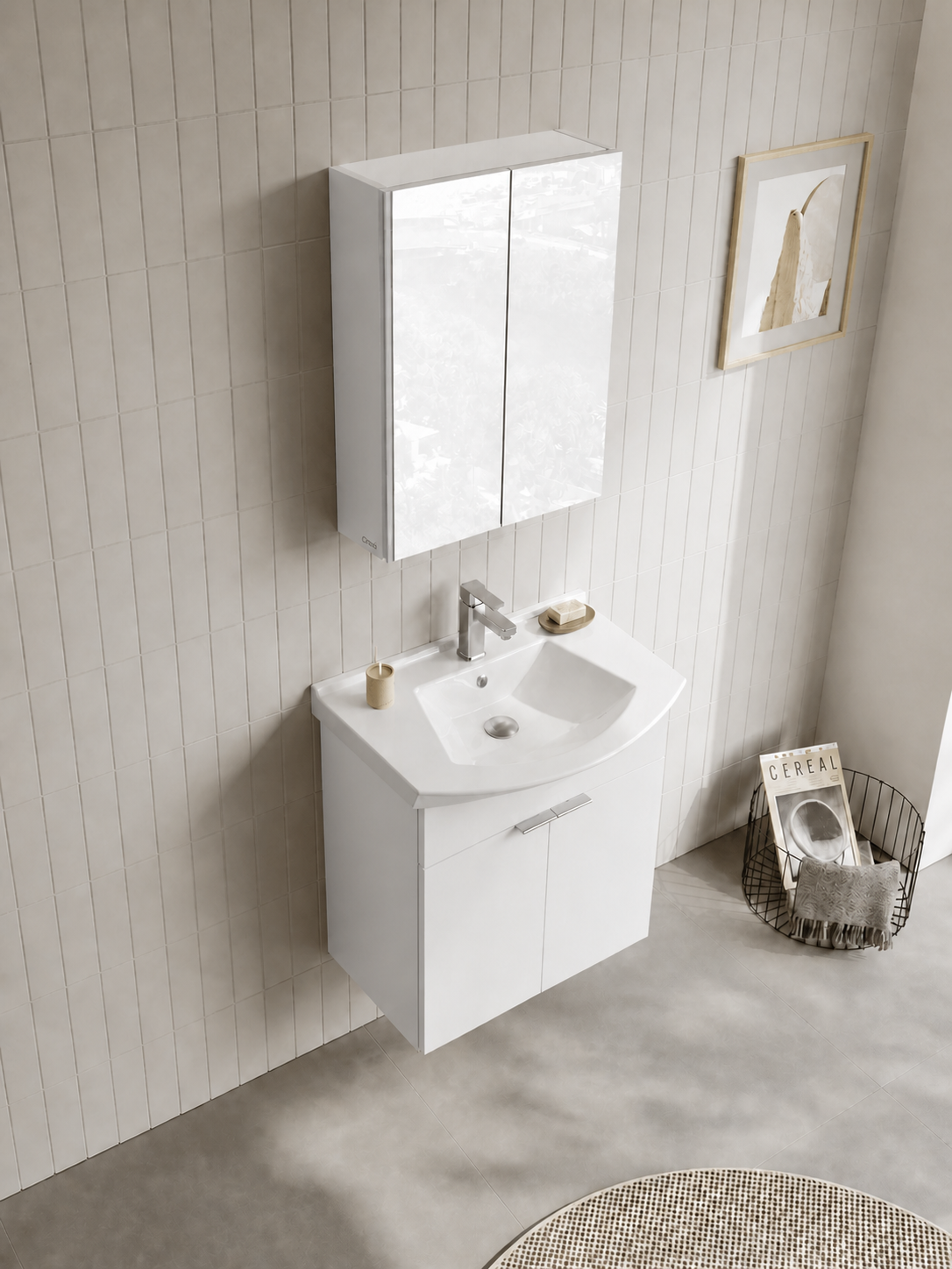 PURUS 65 TKM ASMA DOLAPLI P.BEYAZORKA5008340Banyo Dolabı Takımı