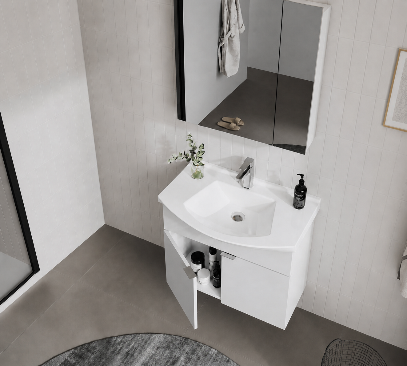 PURUS 65 TKM ASMA DOLAPLI P.BEYAZORKA5008340Banyo Dolabı Takımı