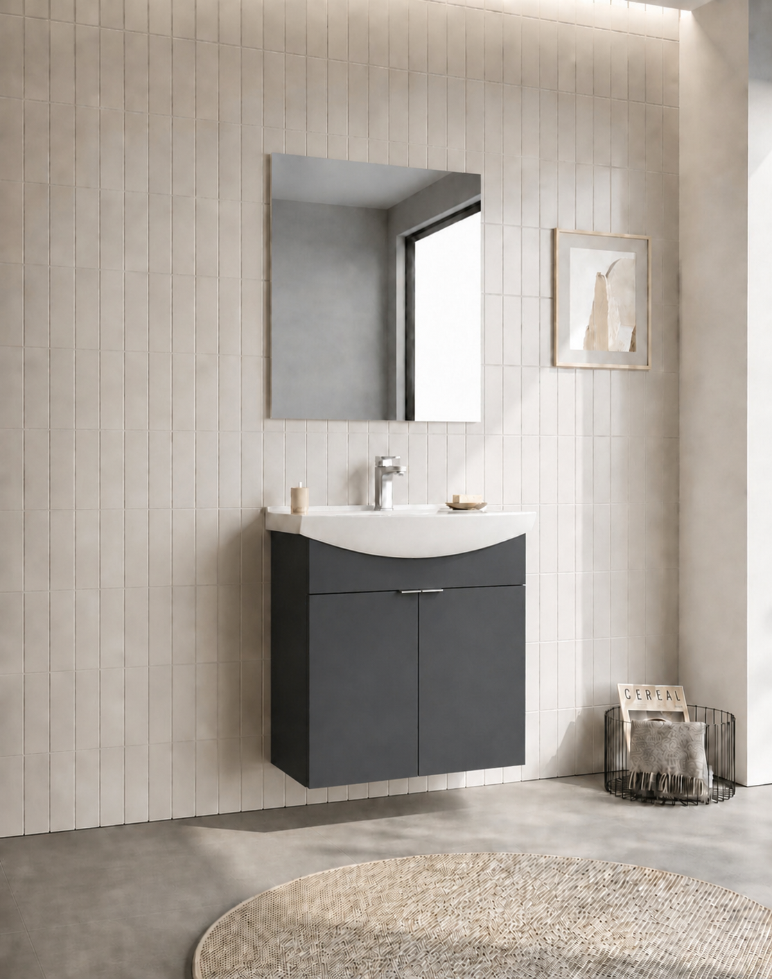 PURUS 65 TKM ASMA DZ AYNA M.ANTRASITORKA5008321Banyo Dolabı Takımı