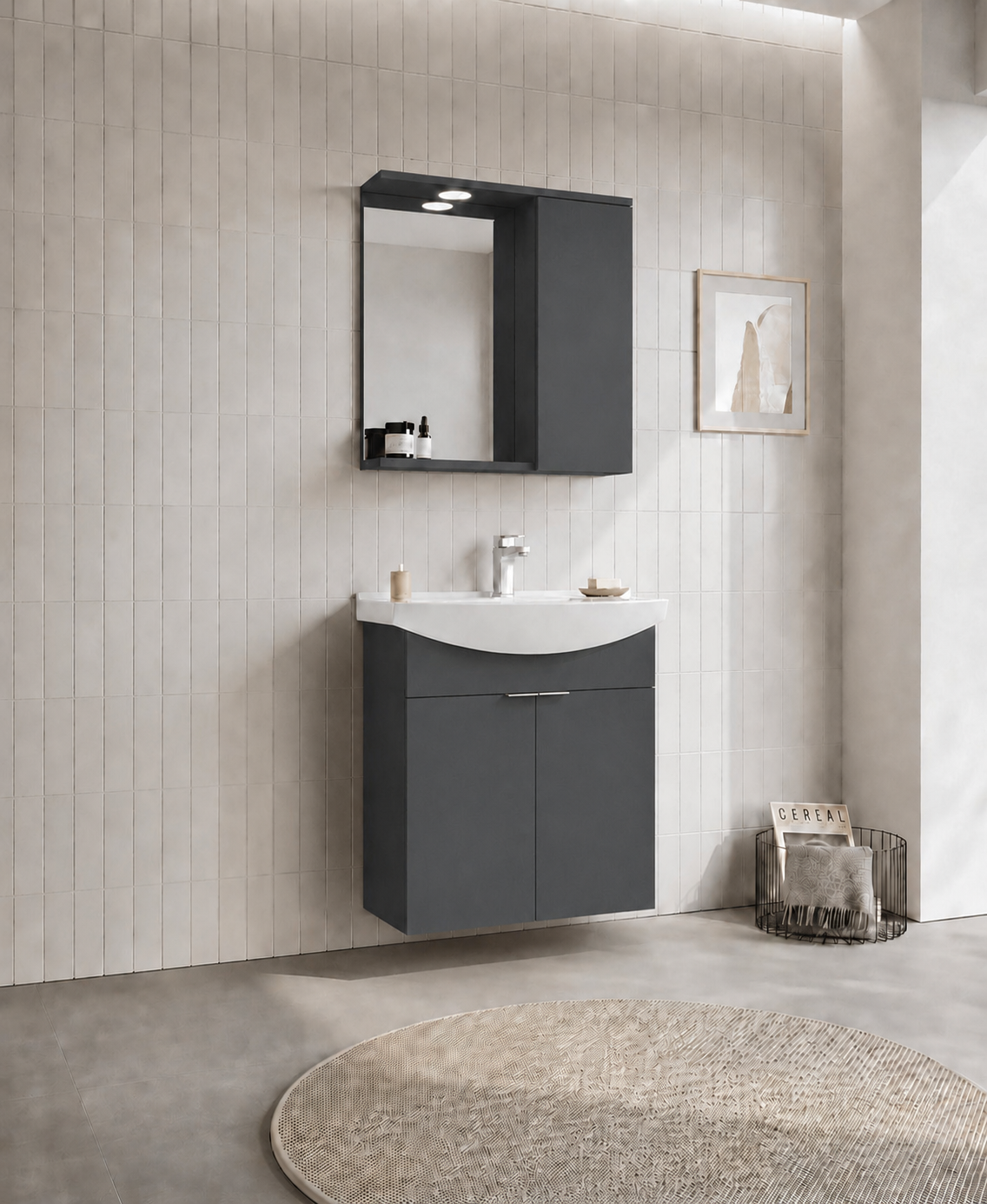 PURUS 65 TKM ASMA TK KUTU M.ANTRASITORKA5007983Banyo Dolabı Takımı