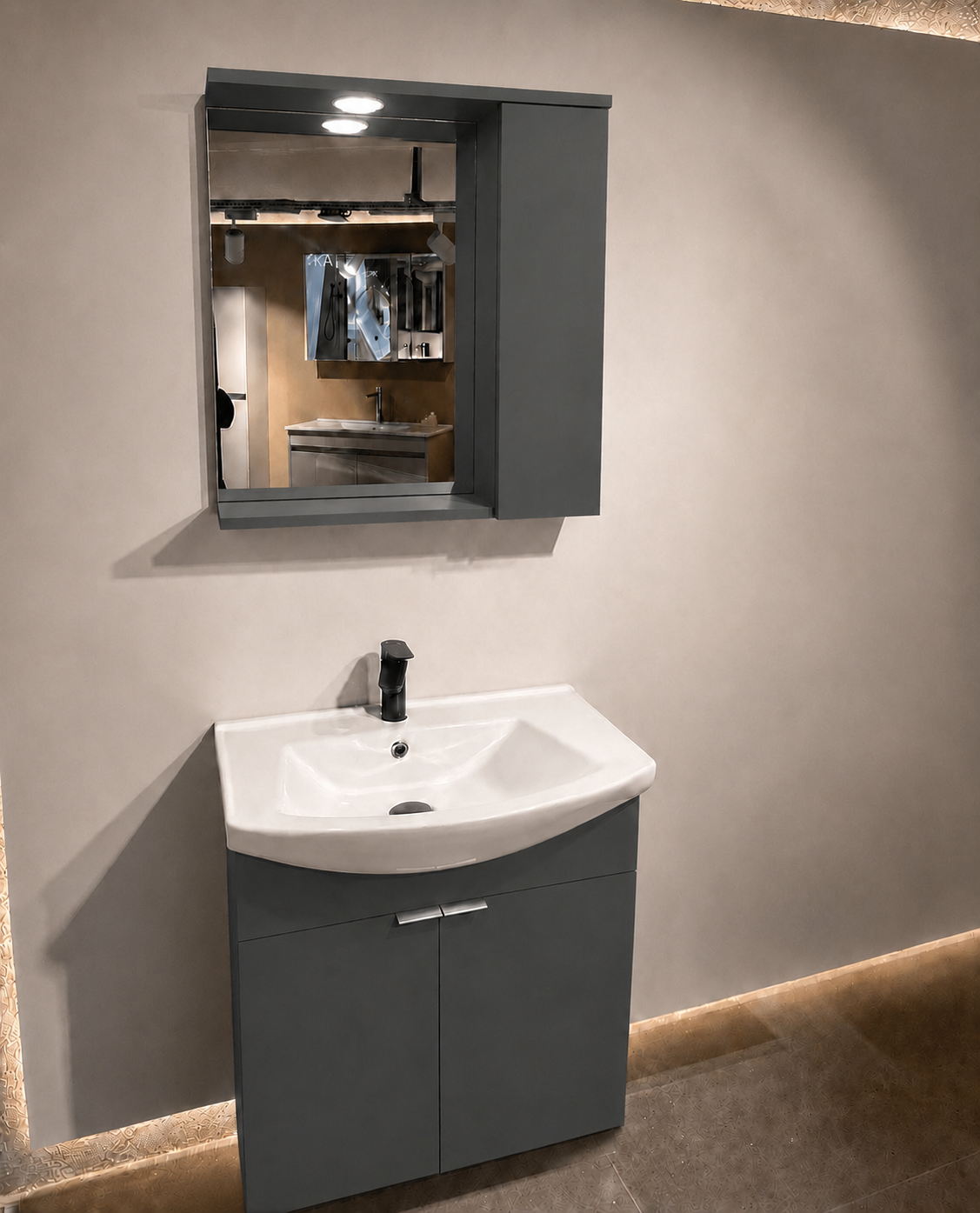 PURUS 65 TKM ASMA TK KUTU M.ANTRASITORKA5007983Banyo Dolabı Takımı
