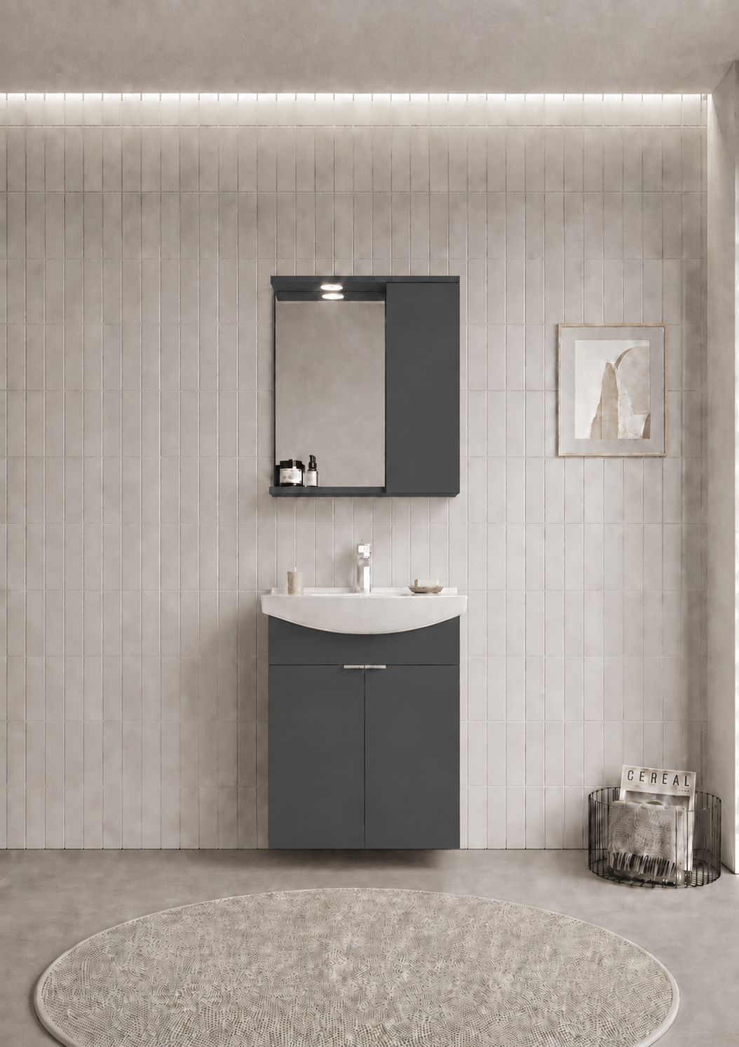 PURUS 65 TKM ASMA TK KUTU M.ANTRASITORKA5007983Banyo Dolabı Takımı